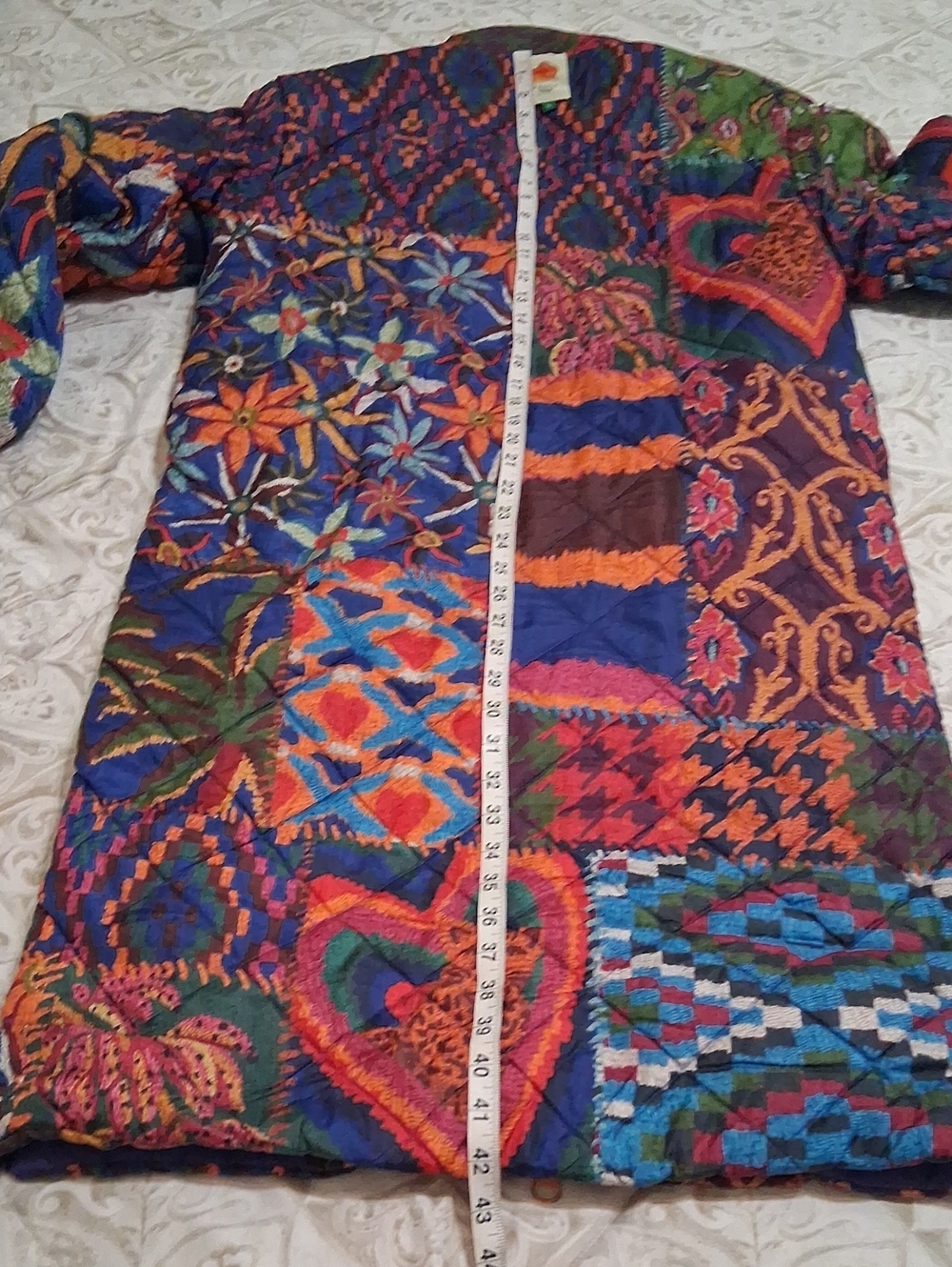 Farm Rio Quilted Multicolor Long Women's Coat - Pink, Purple & Green Size S - Picture 16 of 16